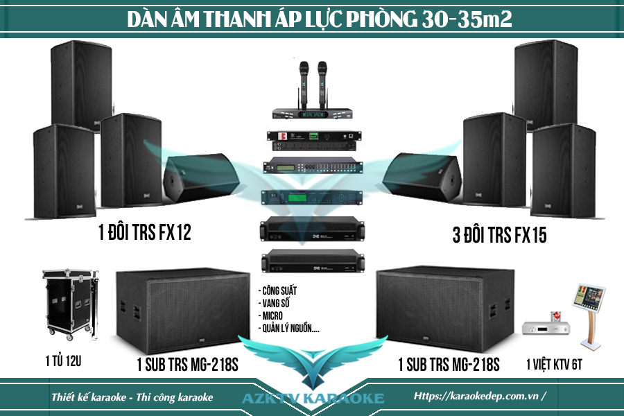 Dàn âm thanh karaoke chuyên nghiệp cao cấp phục vụ mini bar lounge 30-40m2