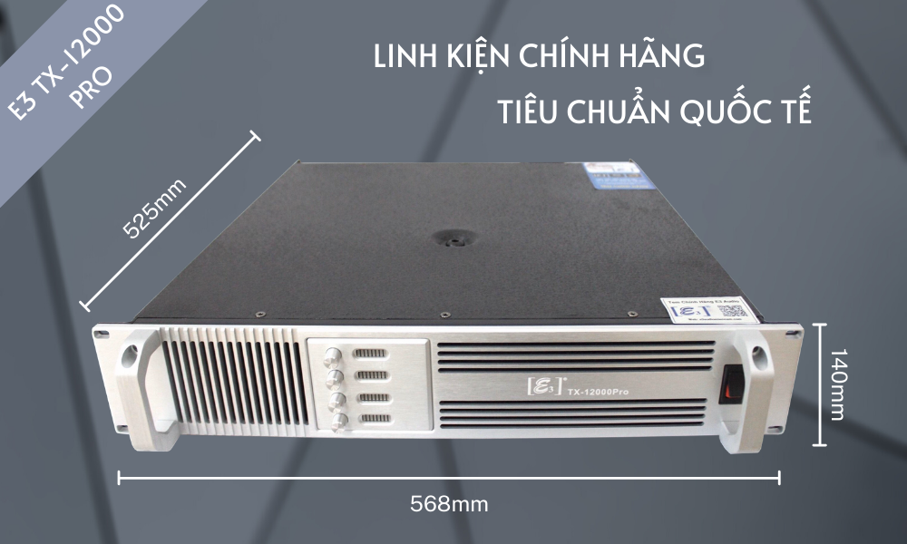 Kích thước Cục đẩy công suất E3 TX12000 Pro chính hãng