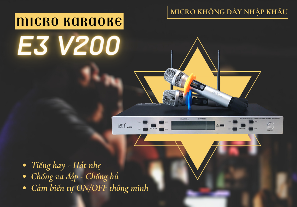 Micro E3 V200 trong bộ dàn karaoke gia đình diện tích 25-30m2