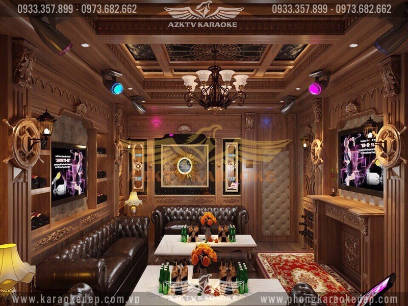 Thi công mẫu phòng karaoke gia đình chất liệu gỗ sang trọng cao cấp - AZKTV